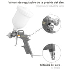 Pistola de pintura pneumática bico de 1,5 mm com depósito superior de 0,6 litros e adaptador rápido