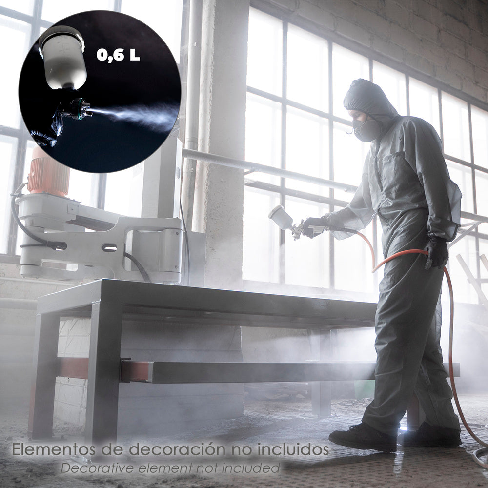 Pistola de pintura pneumática bico de 1,5 mm com depósito superior de 0,6 litros e adaptador rápido
