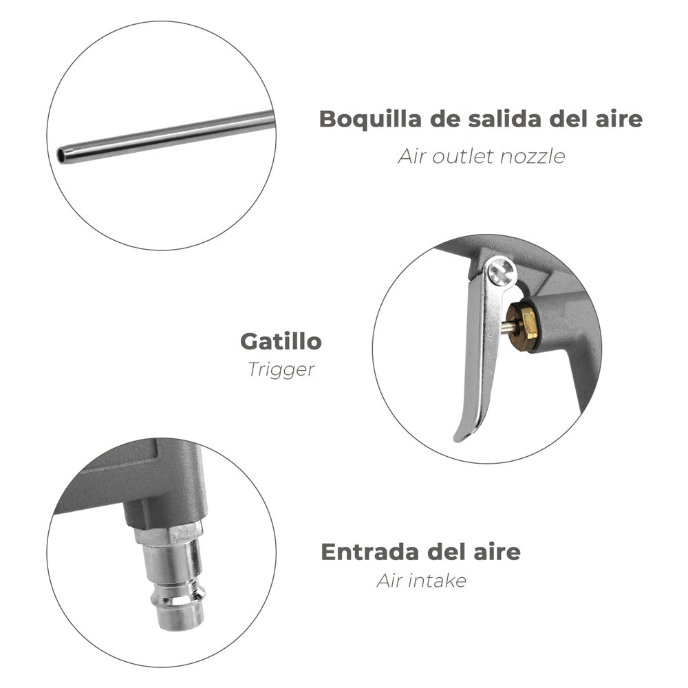 Pistola soplado con cánula adaptador rápido