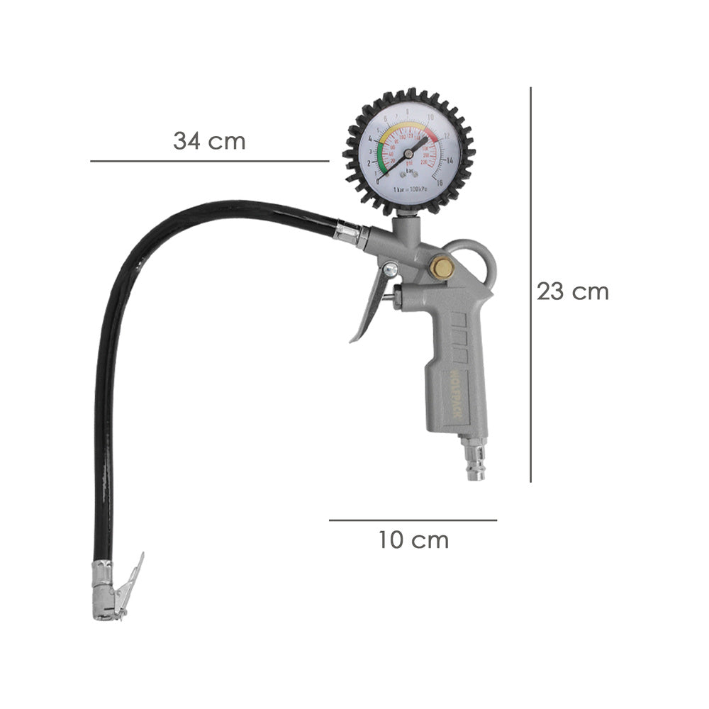 Pistola para inflado de neumáticos con manómetro, inflador de neumáticos, pistola aire comprimido neumáticos, pistola compresor