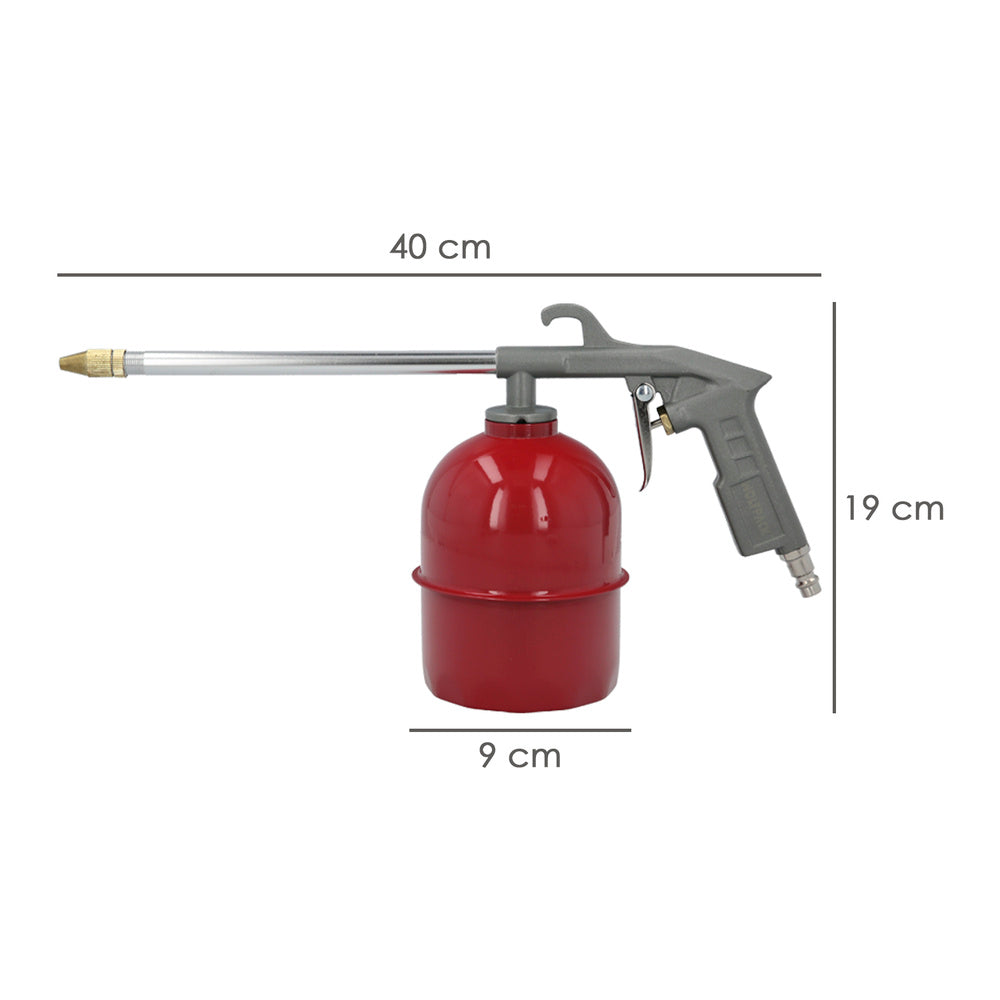 Pistola petrolear neumática. con deposito inferior y adaptador rápido, pistola limpieza motores, pistola petrolear neumática.