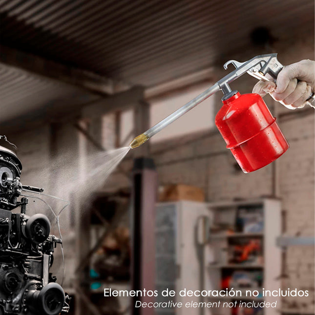 Pistola petrolear neumatica con deposito inferior y adaptador rápido, pistola limpieza motores, pistola petrolear neumatica