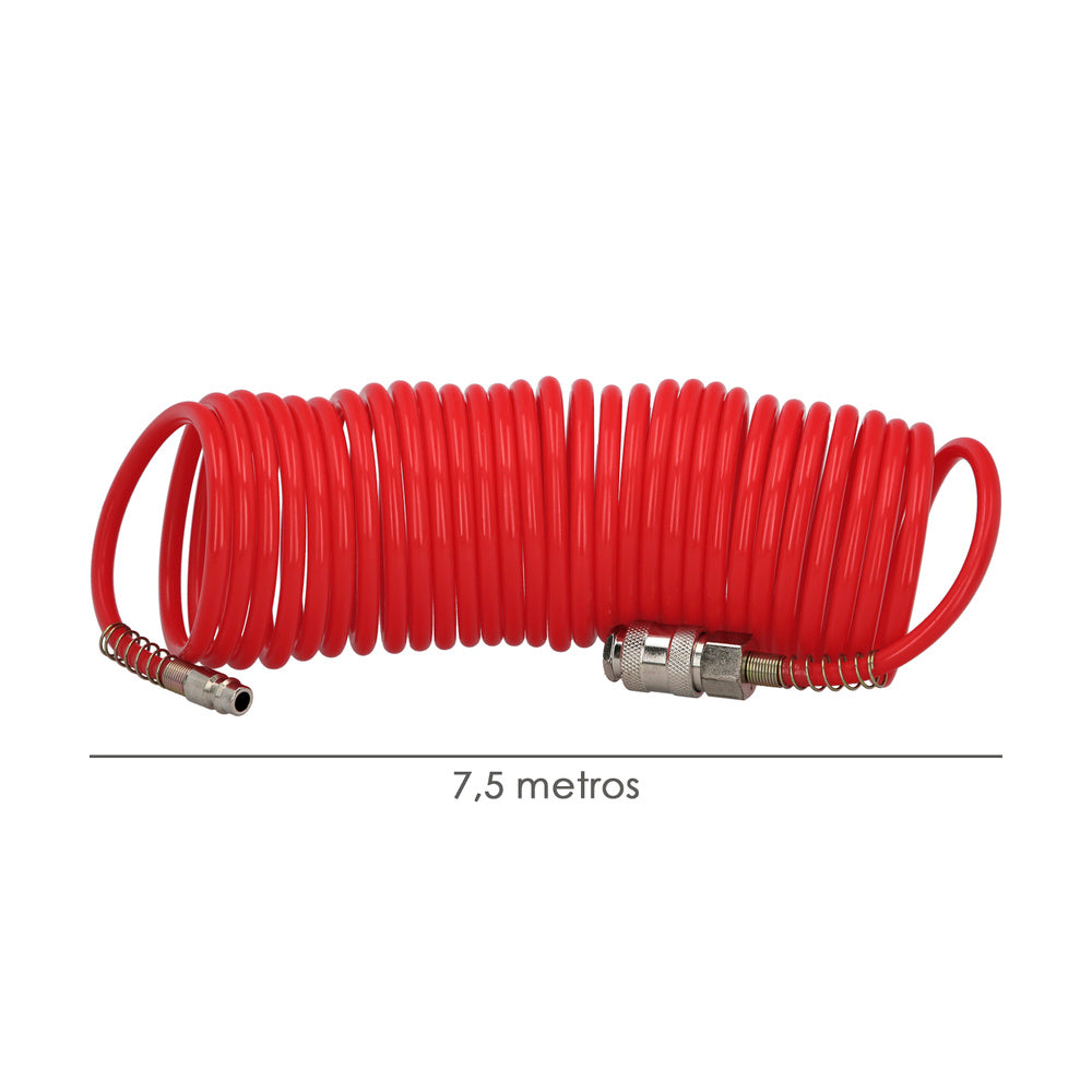 Manguera espiral aire comprimido  7,5 metros adaptador rápido