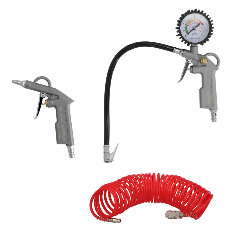 Kit accesorios para compresor 3 piezas con enganche rápido, juego de herramientas neumaticas para compresor