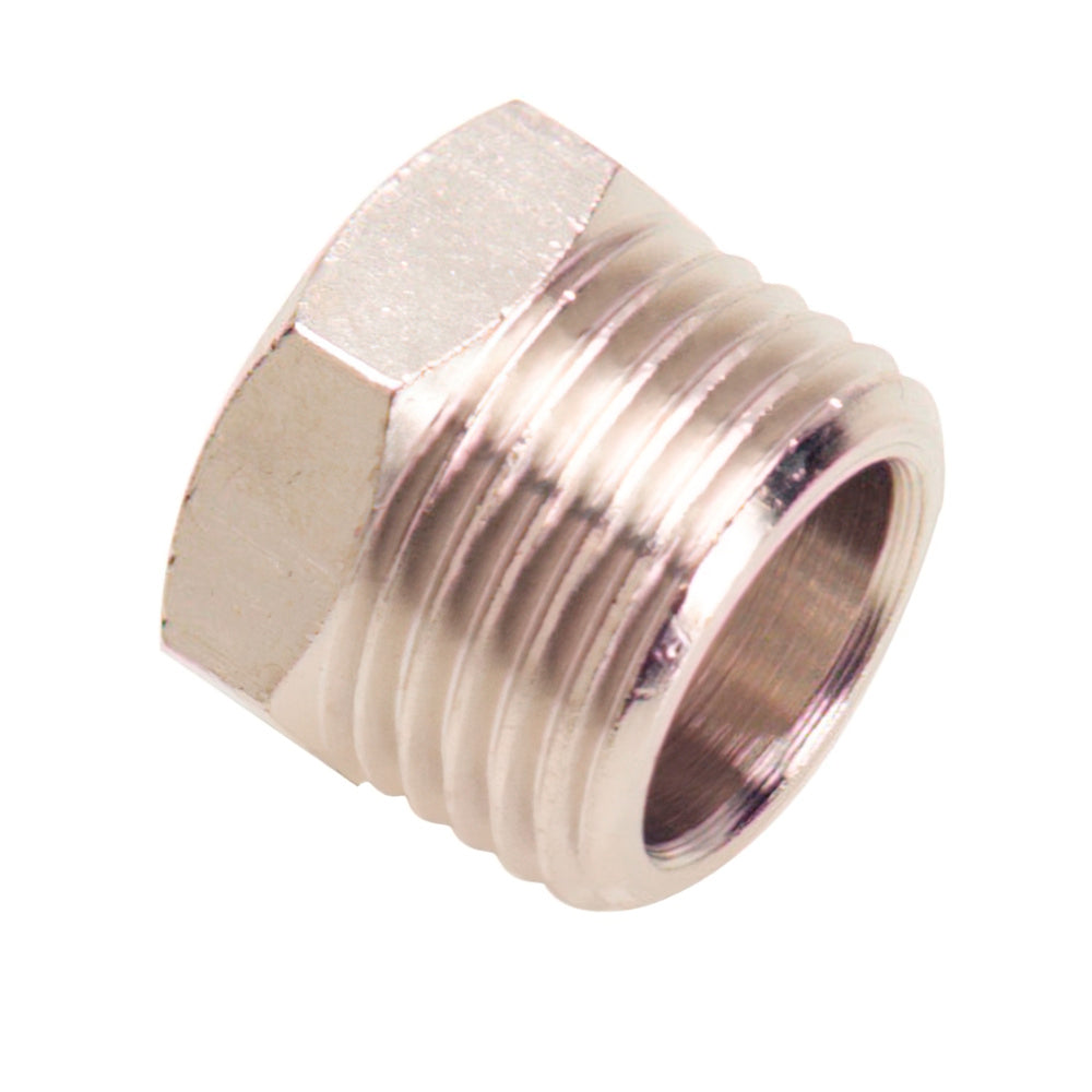 Reductor tuerca cilíndrica macho 1/2 - hembra 1/4  (blíster 2 piezas)