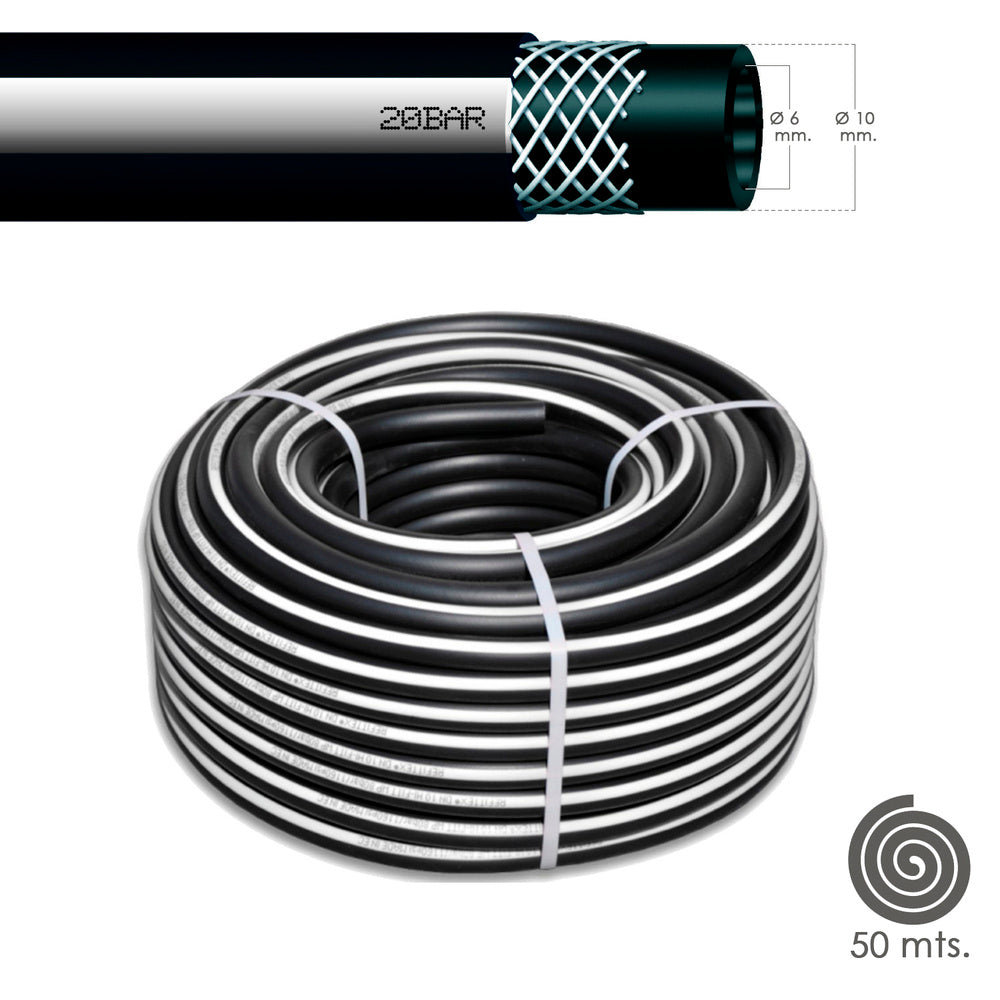 Manguera aire comprimido negro   6x14mm 20 bares rollo 50 metros