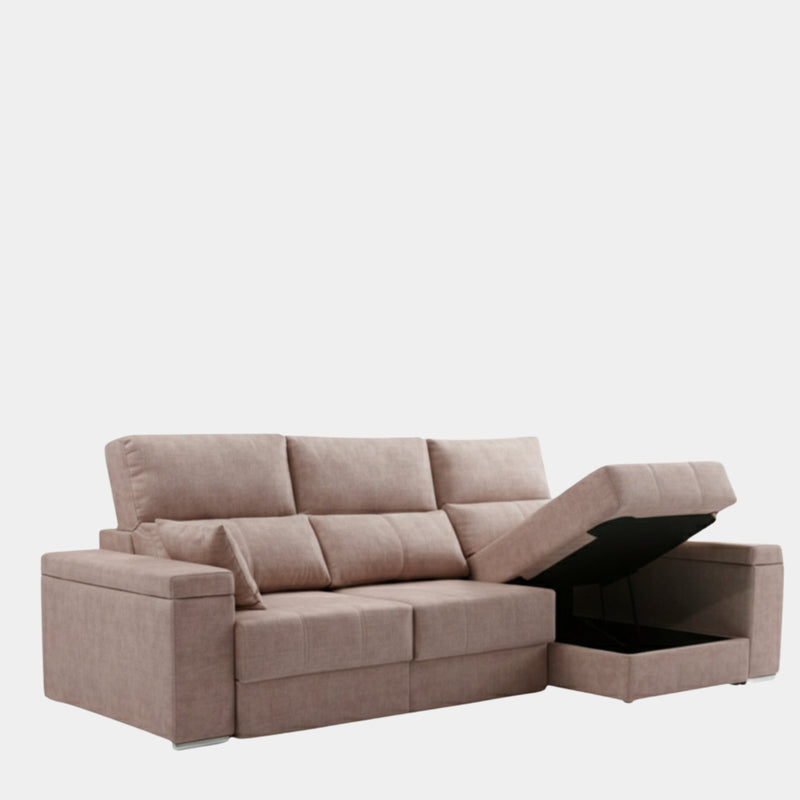 Sofá chaiselongue gris visón confort envolvente | salón