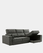 Sofá chaiselongue gris 3 plazas con asientos extensibles