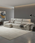 Sofá chaiselongue 3 plazas con tapizado textil | plata