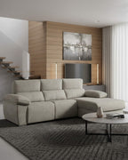 Sofá chaiselongue 3 plazas relax motorizados | plata