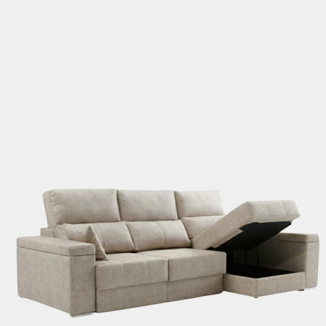 Sofá chaiselongue 3 plazas con apertura de arrastre | crudo