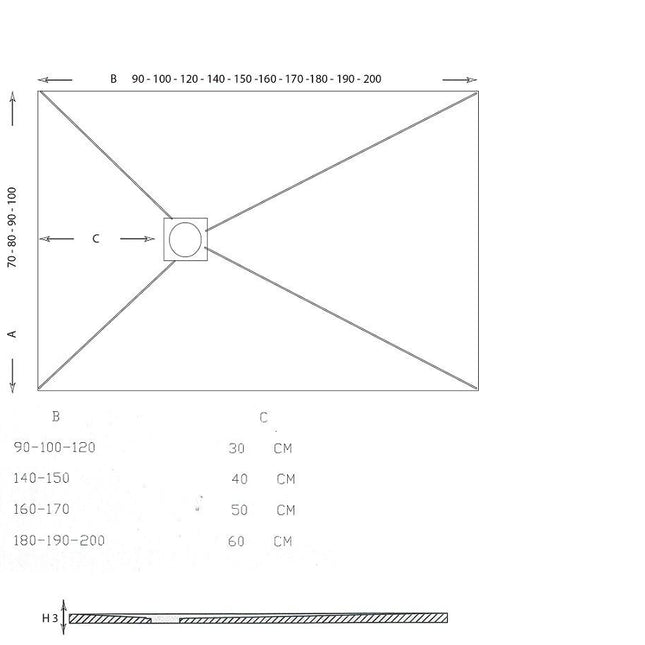 Plato de ducha resina blanco extraplano ancho 70 cm | 3_BP
