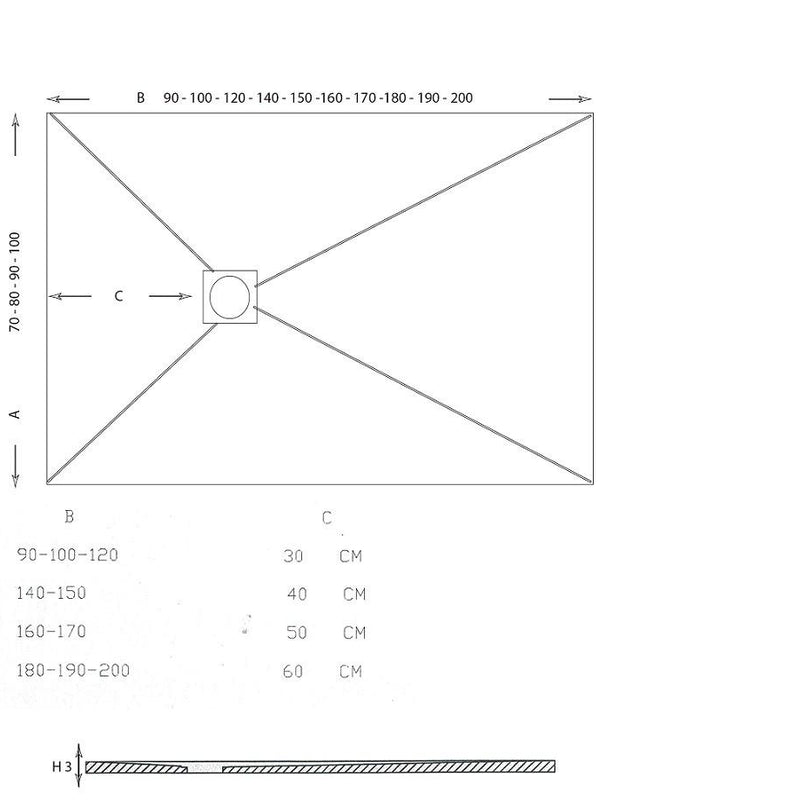 Plato de ducha resina blanco extraplano ancho 70 cm | 3_BP