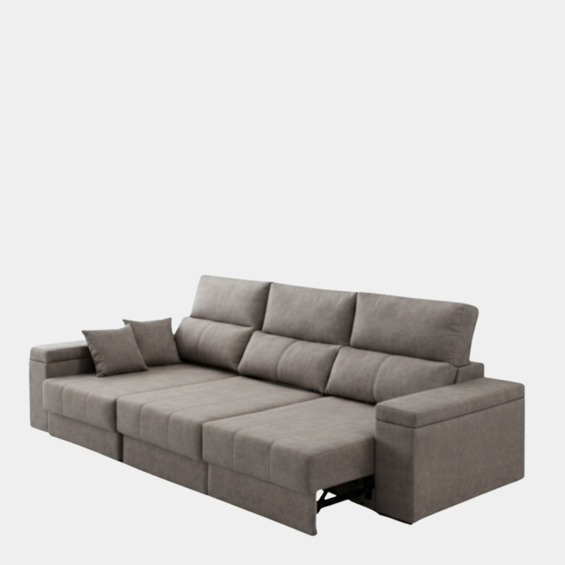 Sofá chaiselongue gris suave y cómodo para salón moderno