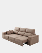 Sofá chaiselongue tapizado aterciopelado arena | salón