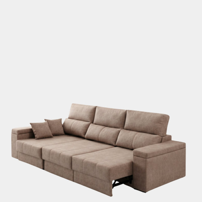 Sofá chaiselongue tapizado aterciopelado arena | salón