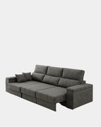 Sofá chaiselongue gris 3 plazas con asientos extensibles