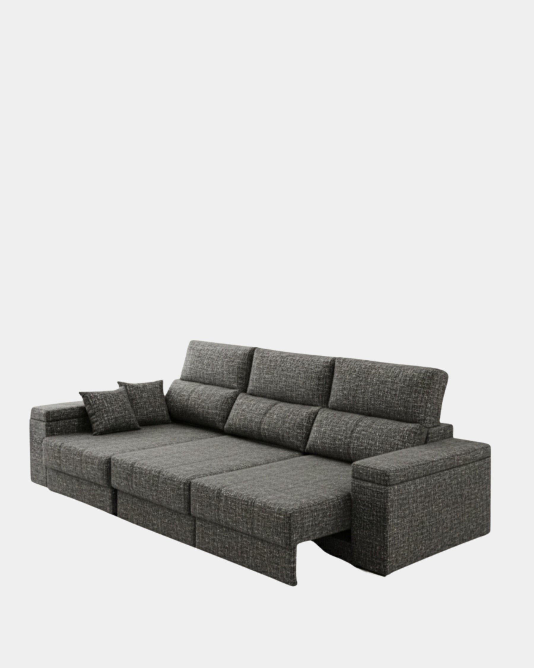 Sofá chaiselongue gris 3 plazas con asientos extensibles