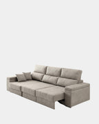 Sofá chaiselongue plata con apertura de arrastre extensible