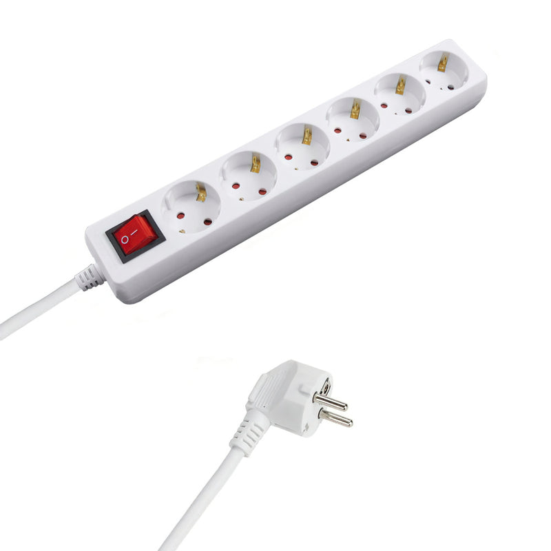 Base múltiple  6 tomas con toma de tierra con interruptor