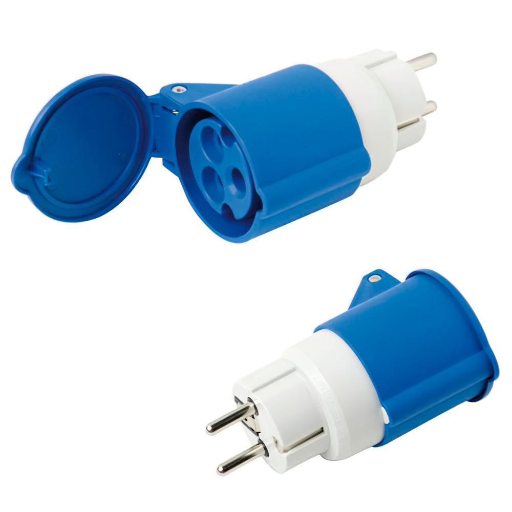 Adaptador industrial schuko cetac simple 2p con tapa