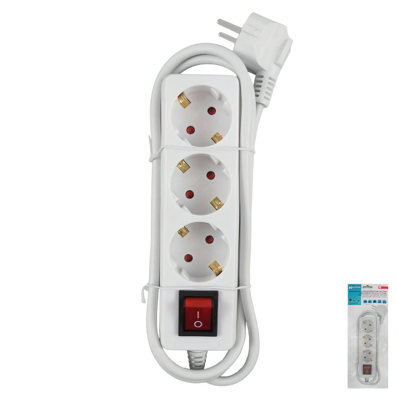 Regleta / base multiple  3 tomas con toma de tierra con interruptor