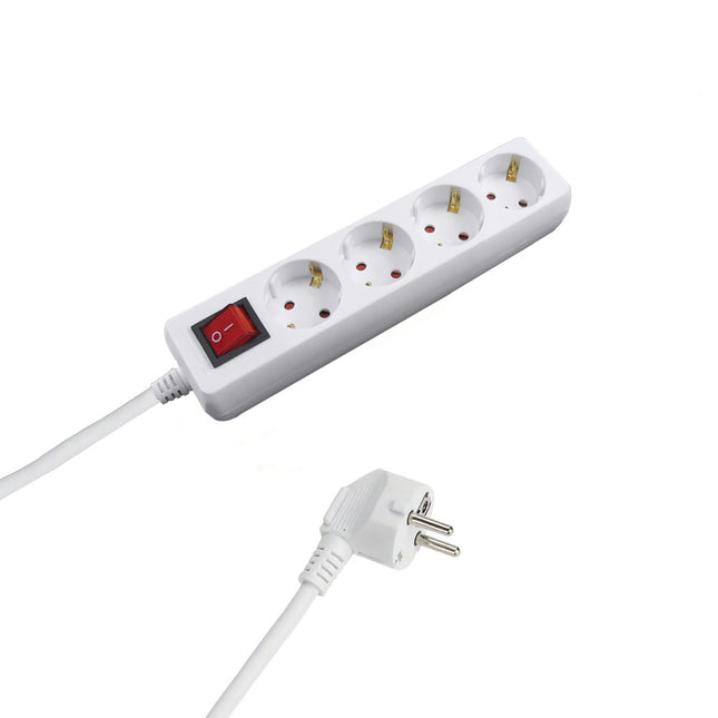 Base multiple  4 tomas con toma de tierra con interruptor