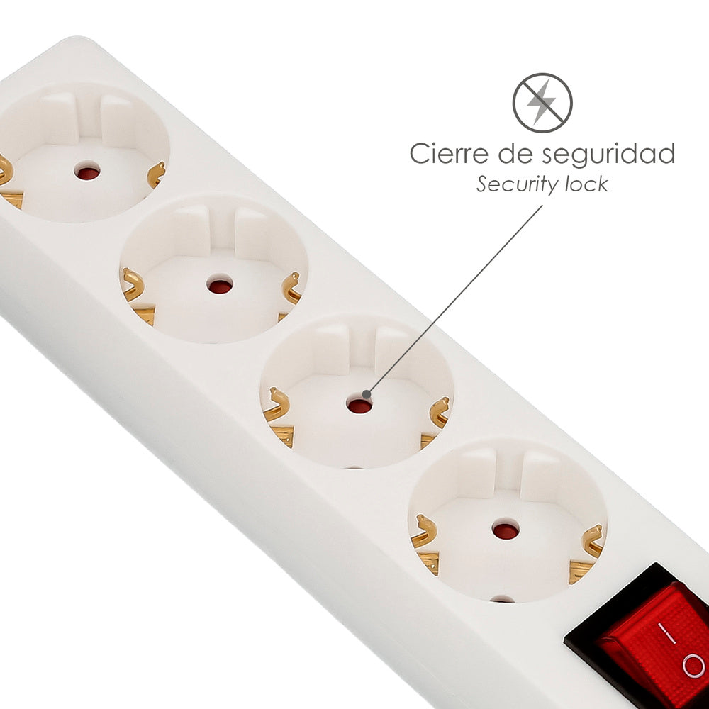 Base multiple  4 tomas con toma de tierra con interruptor