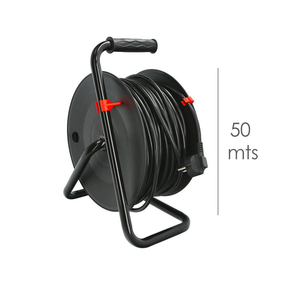 Extensible industrial 4 tomas 50 metros 3 x 1,5 mm con protección sobrecarga