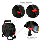 Extensible industrial 25 metros protección ip44 con tapas, extensible eléctrico, enrollacables, alargadera, cable extensible