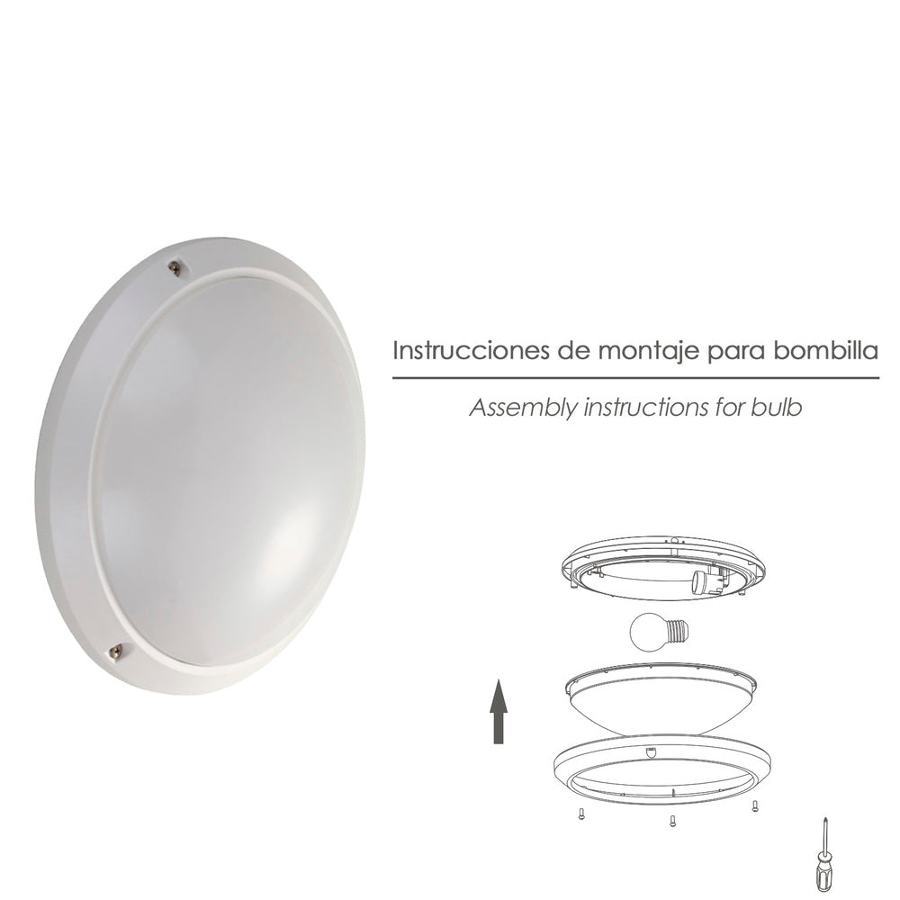 Ceiling lamp for indoor/outdoor use, IP45, E27 lamp holder, ø 27 x 9.5 cm