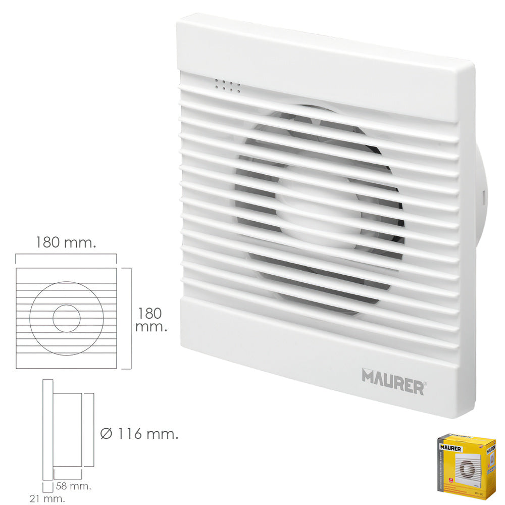 Bathroom extractor fan 16 watt. Outlet ø 116 mm smoke extractor, bathroom extractor fan, bathroom smoke extractor fan, odor extractor,