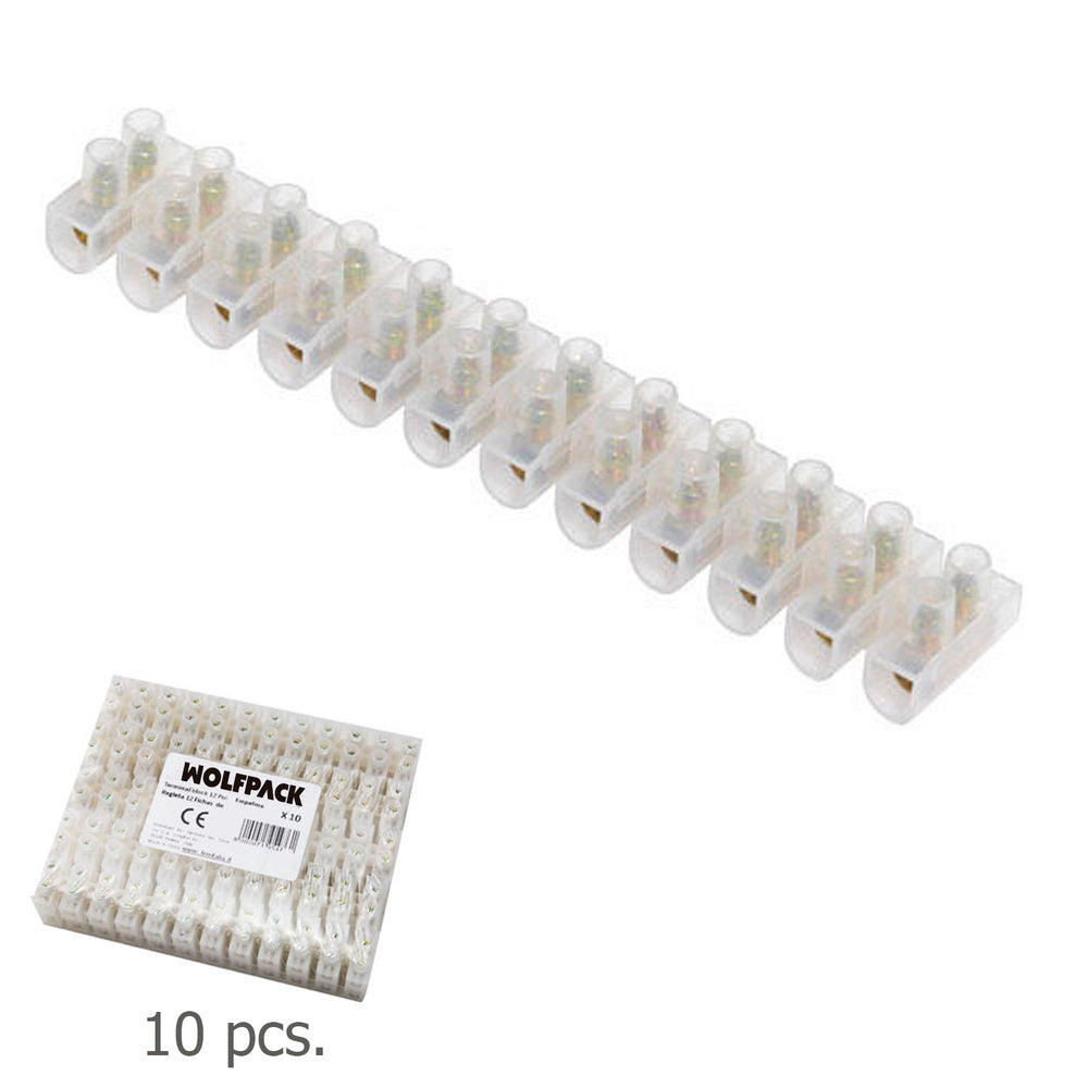 Regleta ficha empalme 30 amperios / sección 16 mm envase de 10 regletas de 12 fichas cada una.