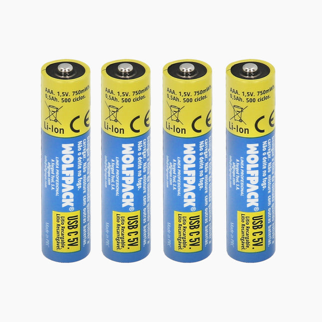 Pila litio recargable "AAA" 1,5V USB-c (4 unidades)