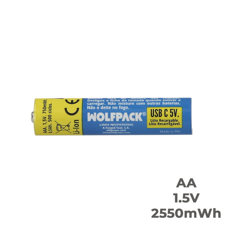 Pila litio recargable "AAA" 1,5V USB-c (4 unidades)