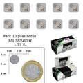 Silver oxide button cell 371 / SR920SW (box of 10 batteries)
