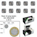 321 / SR616SW Silver Oxide Button Cell (box of 10 batteries)