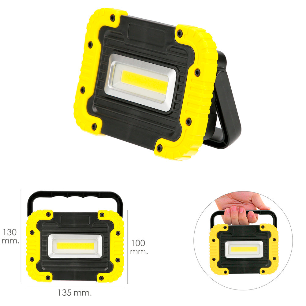 Lanterna de trabalho LED multifunções recarregável 2.000 mAh / 10 W / 500 lúmenes / 4 ímanes / Power Bank / Suporte 180º