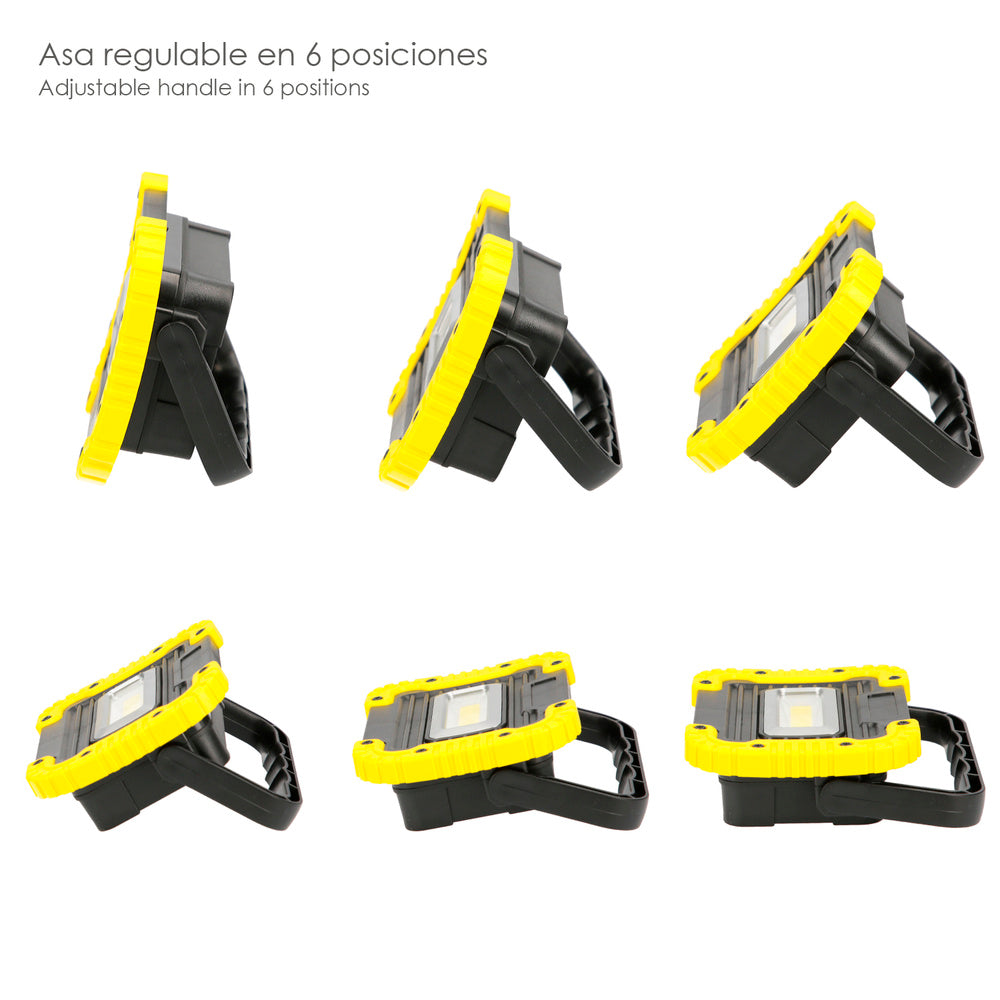 Lanterna de trabalho LED multifunções recarregável 2.000 mAh / 10 W / 500 lúmenes / 4 ímanes / Power Bank / Suporte 180º