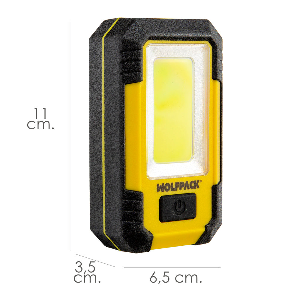 Lanterna LED profissional compacta emborrachada, bateria recarregável 500 lúmenes com função powerbank, íman, suporte e gancho