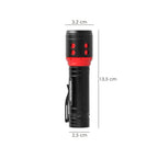 Mini rechargeable USB aluminum LED flashlight (1,200 mAh) 500 lumens 5 watts. With zoom function and holding clip