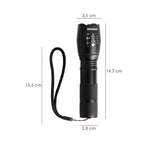 Aluminum handheld LED flashlight (3 AAA batteries) 300 lumens 5 watt. With zoom