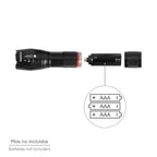 Aluminum handheld LED flashlight (3 AAA batteries) 300 lumens 5 watt. With zoom