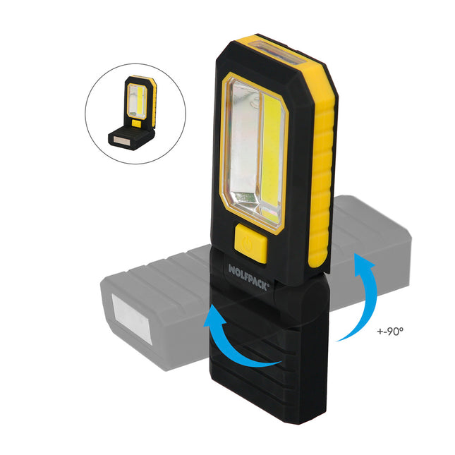 Linterna LED profesional multifunción compacta plegable a pilas (3 AAA) 210 lumenes 2 modos de iluminación con iman y gancho