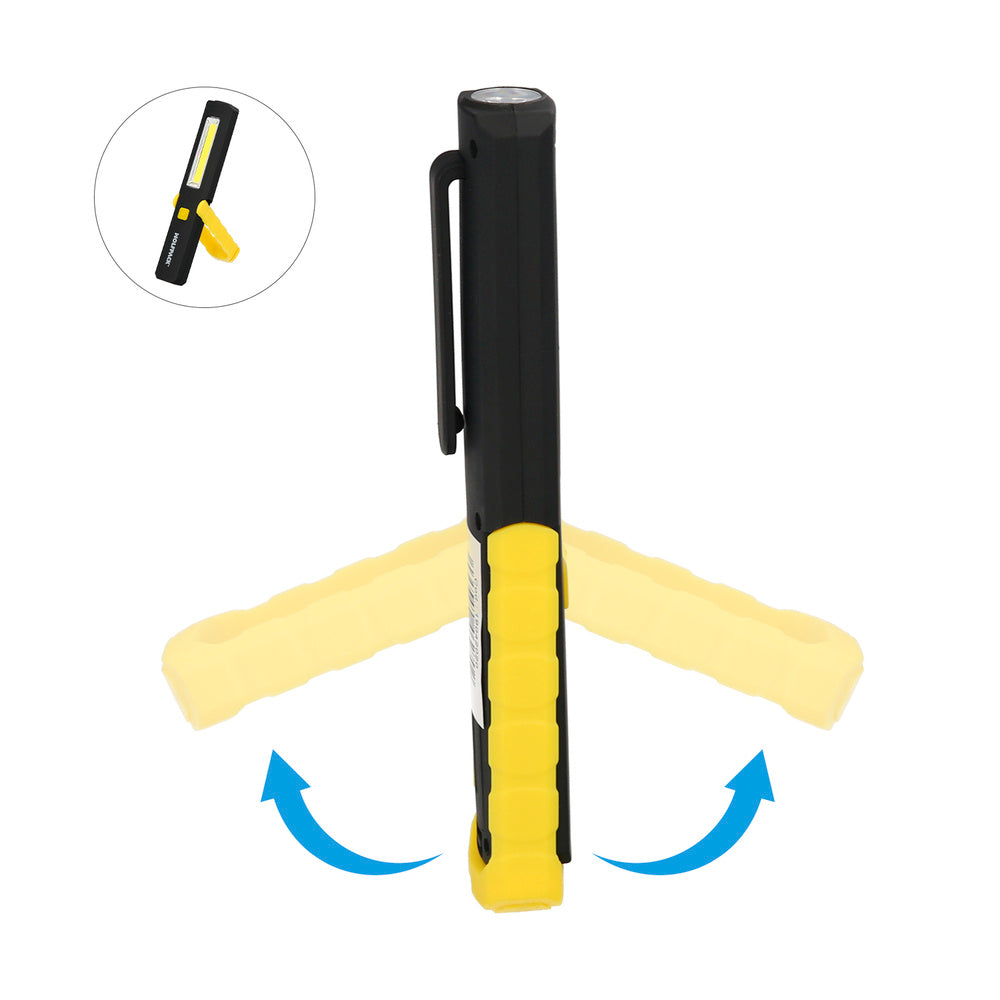 Lanterna led multifunções tipo caneta recarregável (900 mah) 200 lúmenes com íman, gancho e suporte ajustável.