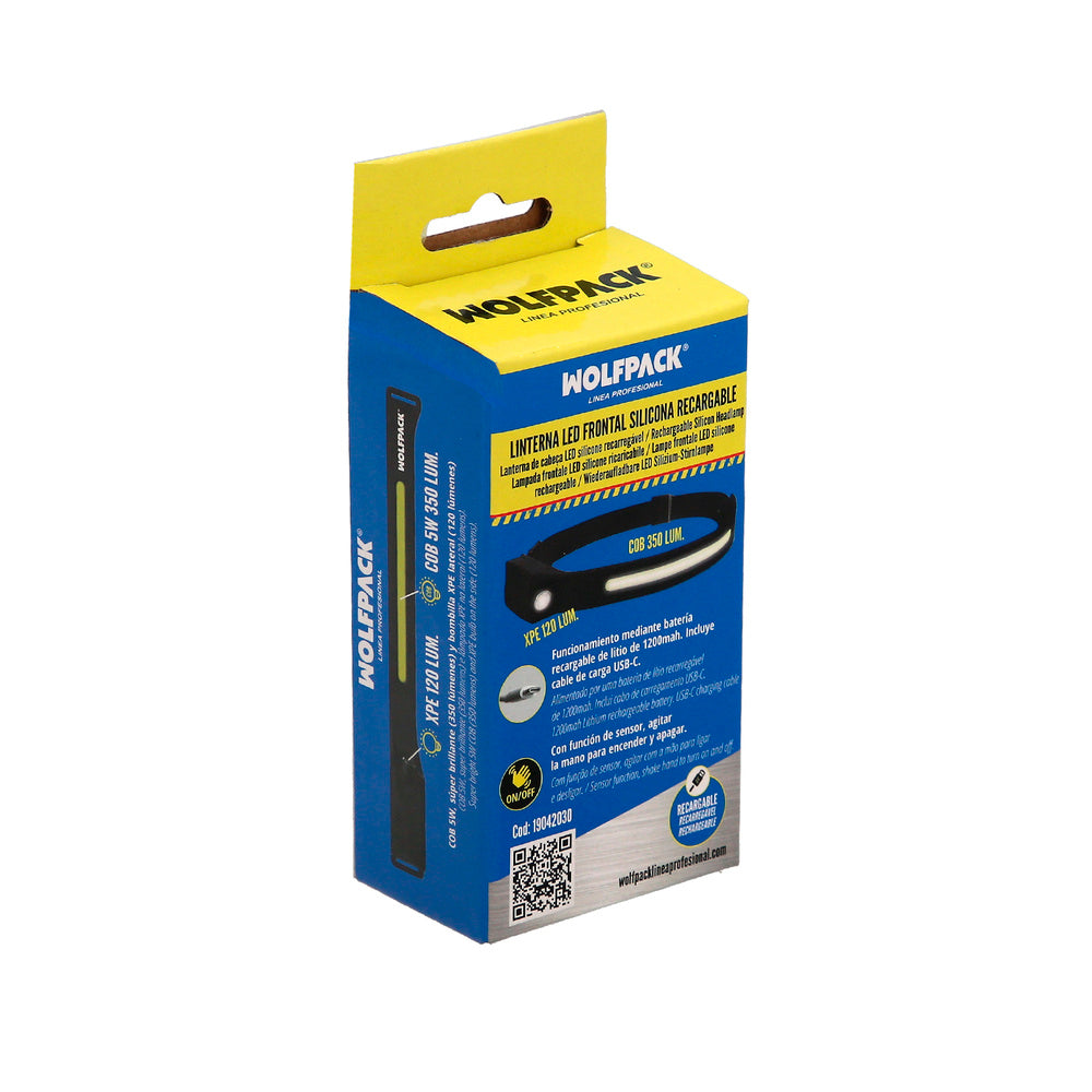 Lanterna LED de cabeça ajustável, 350 lúmens, 4 modos, fita ajustável, bateria recarregável com sensor de movimento