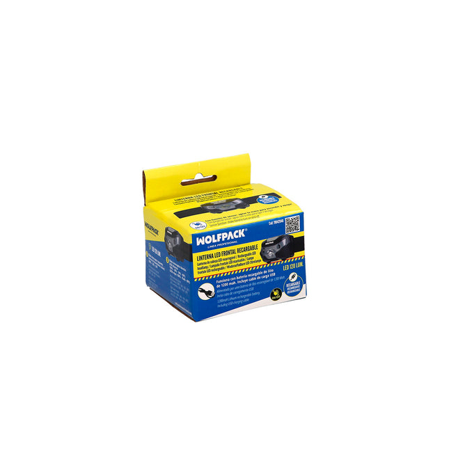 Linterna LED frontal cabeza litio USB recargable. 3 modos de luz. 120 LUM. sensor de encendido y apagado