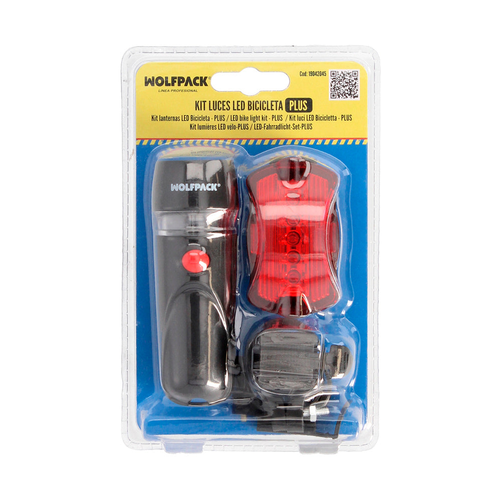 Kit luces led delantera y trasera para bicicleta / patinete. Funcionamiento a pilas.