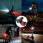 Kit luces led delantera y trasera para bicicleta / patinete. Funcionamiento a pilas.