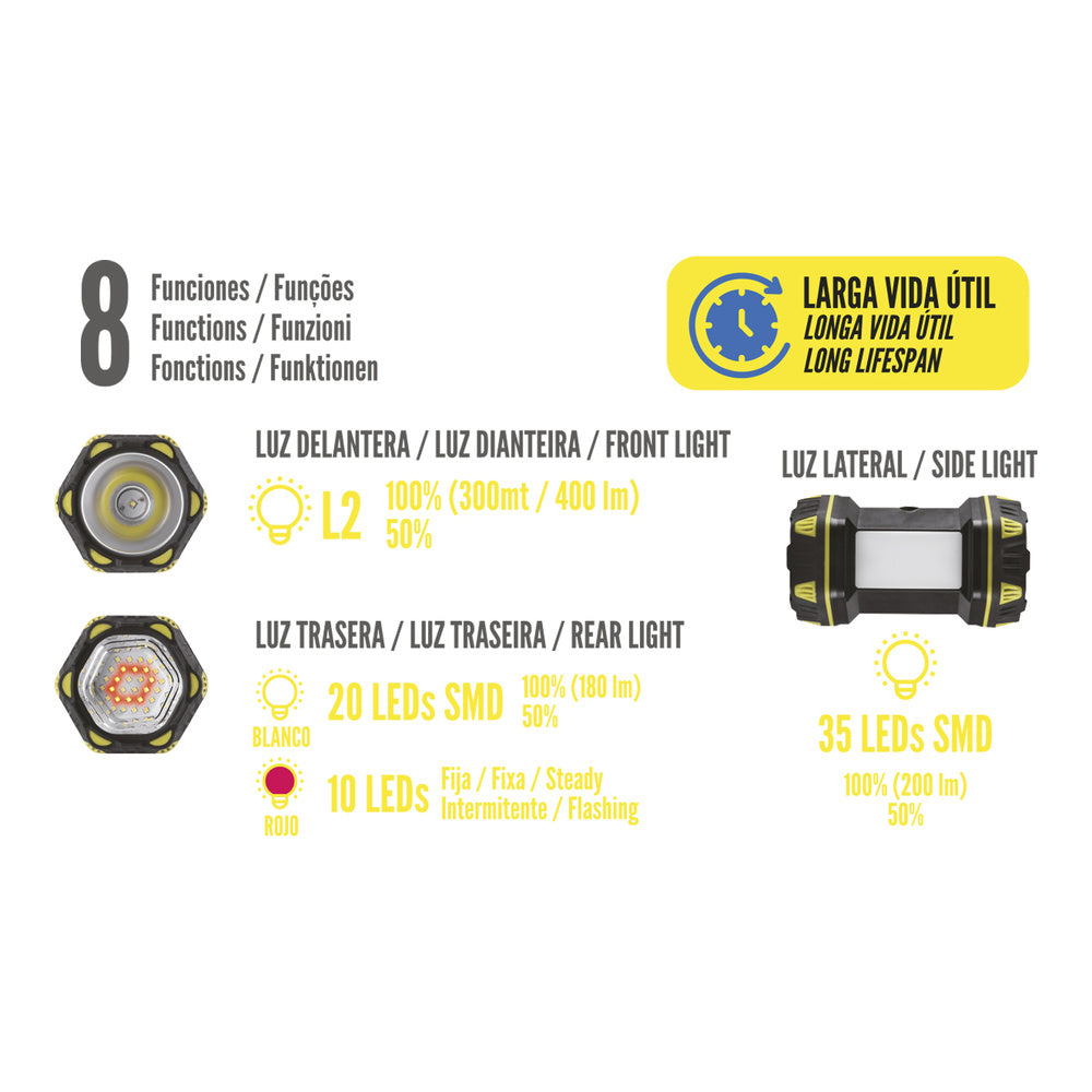 Rechargeable 3-in-1 400-lumen multipurpose LED flashlight